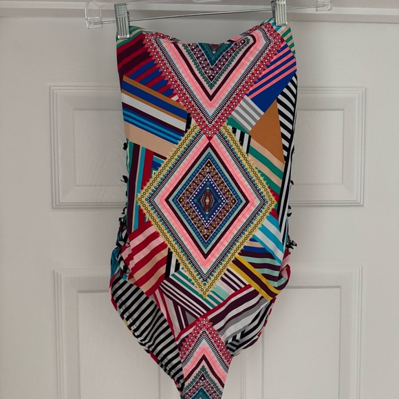 Red Carter Other - Red Carter Multicolor Geometric One-Piece Swimsuit — Pink, Blue, Teal, Mustard